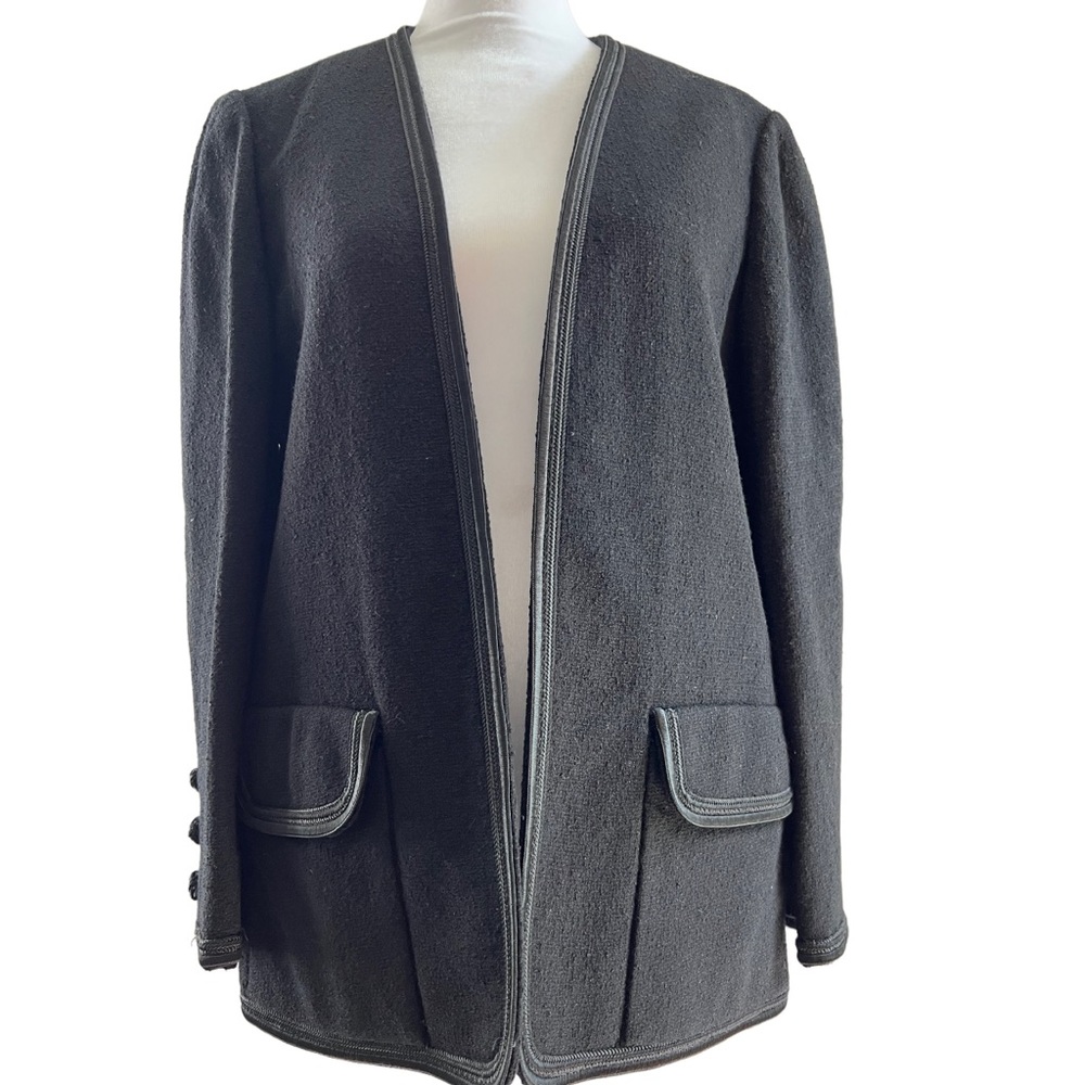 Malcolm Starr VINTAGE Rizkallah Black Boucle Union Made Wool Jacket Blazer Sz 12 - Picture 6 of 15